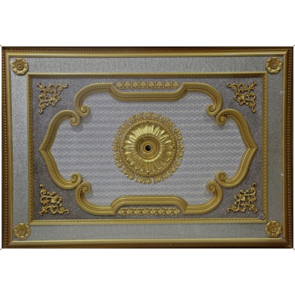 140x200 Cm Dikdortgen Avize Gobegi Osmanli Saray Tavan S-502 Altin Varak Kaplamali 3D